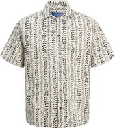 Lyon print dobby shirt relaxed fit korte mouw - dobby - grijs (moonstruck)