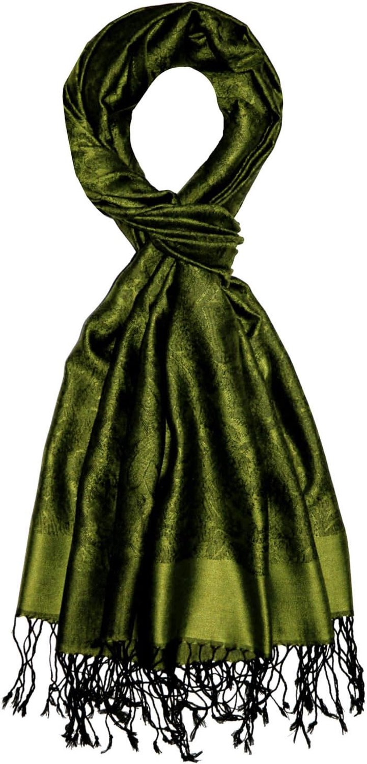 Lorenzo Cana Heren Sjaal - 70% Zijde, 30% Viscose, Paisley, Groen/Zwart