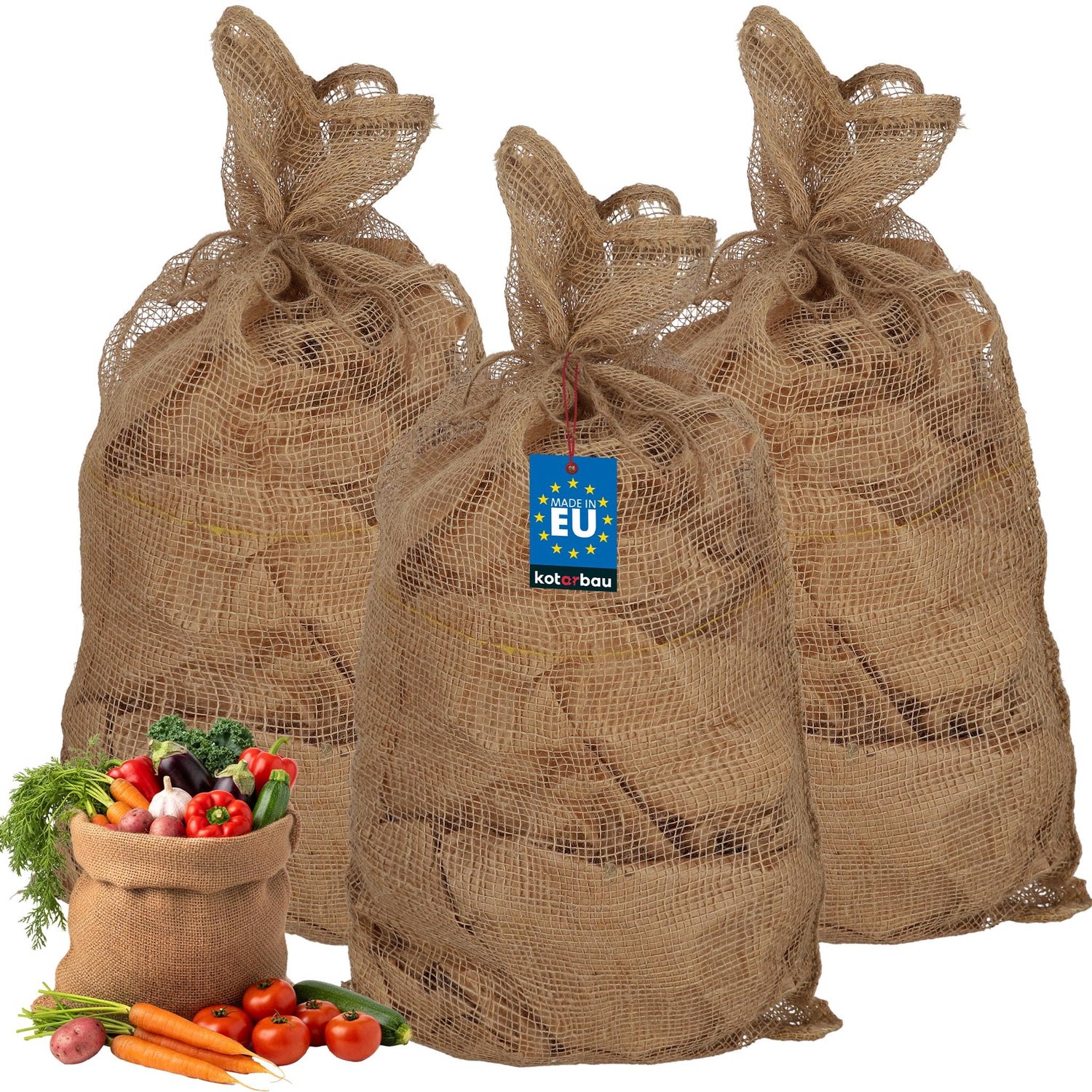 KOTARBAU® Universele Jute Zak 45 x 95 cm - Aardappelzak Set van 3 - Tuinafvalzak - Zak voor Bladeren - Planten en Uien - Natuurlijk