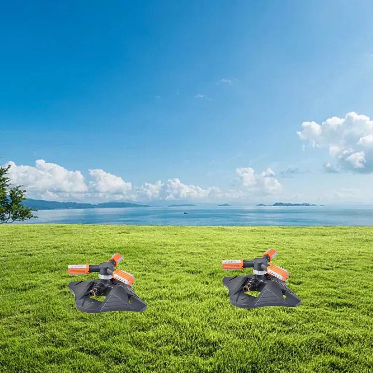 Automatische 360° draaibare gazonsproeier, driearmige gazonsproeier Geschikt voor kinderen Geschikt voor snelkoppeling, Geschikt voor het besproeien van planten.
