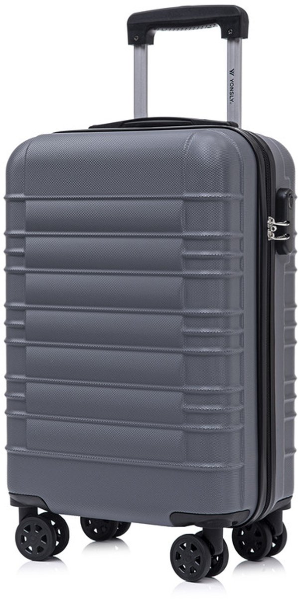 YONSLY Handbagage Koffer - 55cm - 40 L - Cijferslot- 360° Draaibare Wielen - Grijs