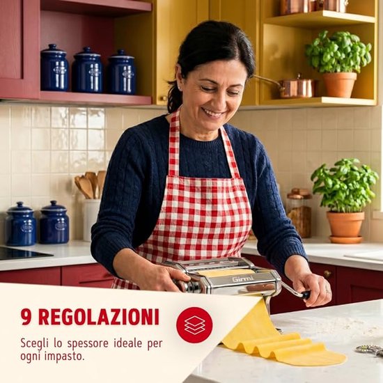Pastamachine - 9 Instelbare Deegdiktes - 15 cm Aluminium Walsen - RVS Behuizing - Handmatige Pastamaker - Pasta Maker voor Verse Pasta - Keuken — afbeelding 2