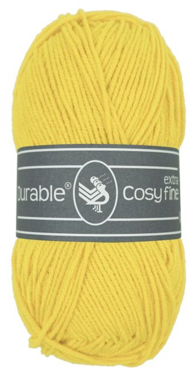 10 x Durable Cosy extra fine - katoen en acrylgaren - Bright Yellow (2180) - haakgaren/breigaren - naald 3 a 3,5mm
