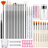 Kaiyaya - Nail art penselen set - 36 stuks met opbergbox - gel en acryl penselen, fineliners en dotting tools - voor thuis en salon