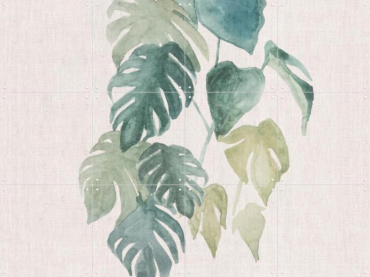 IXXI Tropical jungle watercolour palm leaves II, Bloomery Decor - 80 x 60 cm - Gratis ophangtool - Grote wanddecoratie en posters - Illustraties