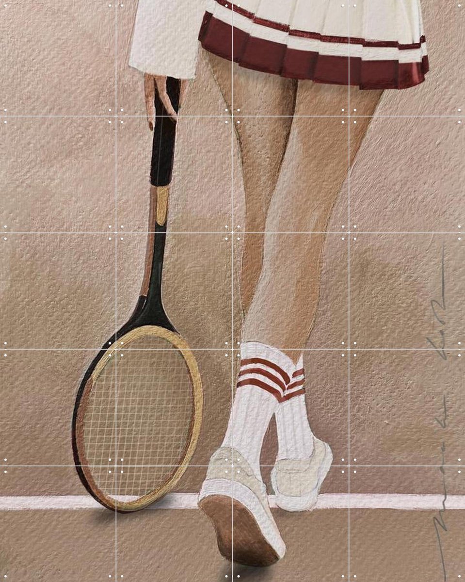 IXXI Tennis Terre, Maaike Koster & My Deer Art Shop - 80 x 100 cm - Gratis ophangtool - Grote wanddecoratie en posters - Minimalisme, Aquarel