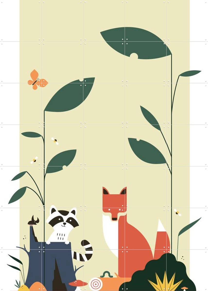 IXXI Forest Critters, Studio Kars + Boom - 100 x 140 cm - Gratis ophangtool - Grote wanddecoratie en posters - Grafisch Ontwerp, Geometrische Kunst