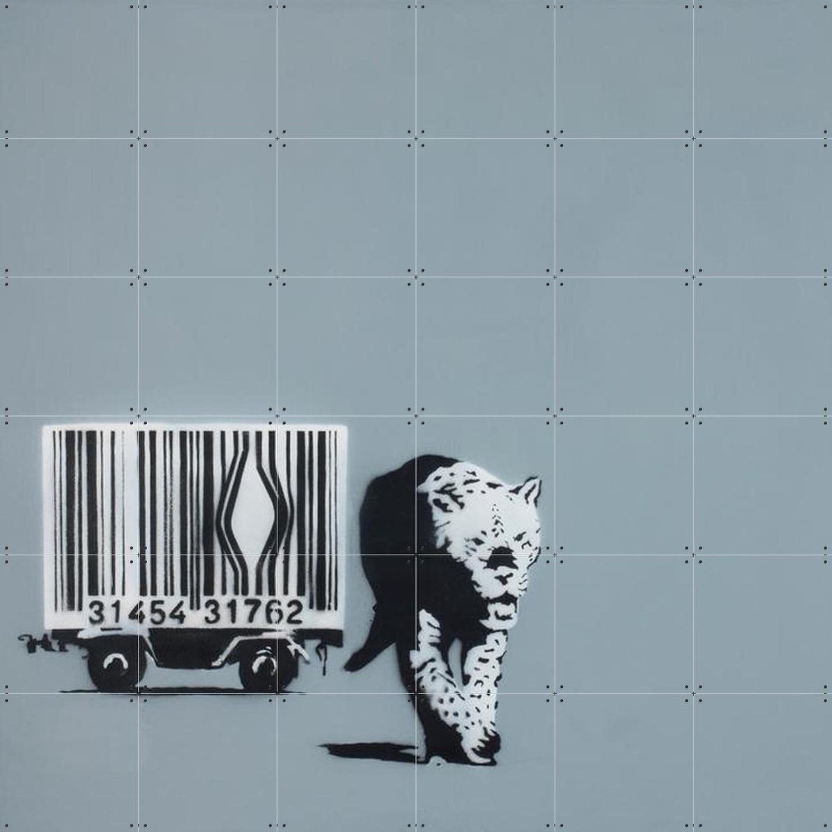 IXXI Barcode Leopard, Made by IXXI - 120 x 120 cm - Gratis ophangtool - Grote wanddecoratie en posters - Pop art, Street art, Illustraties, Mancave