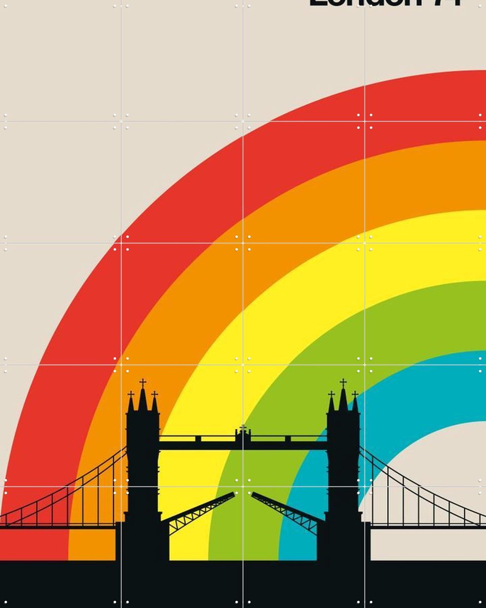 IXXI London 74, Bo Lundberg - 80 x 100 cm - Gratis ophangtool - Grote wanddecoratie en posters - Kleurrijk, Grafisch Ontwerp, Geometrische Kunst