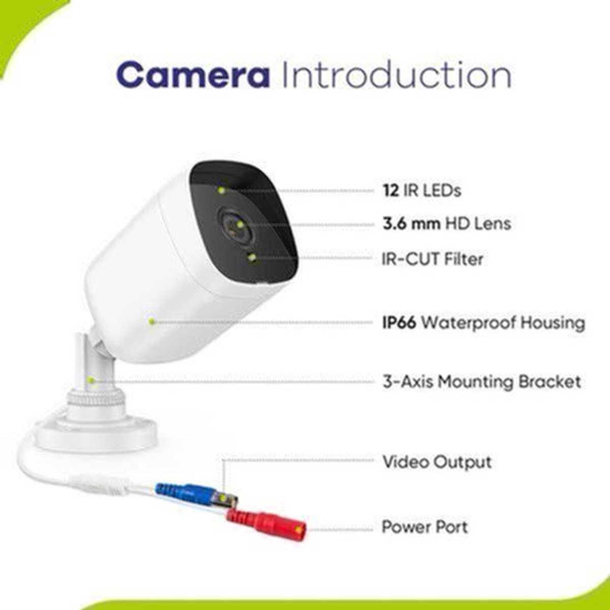 Beveiligingscamera - Beveiligingscamerasysteem - Camerabewaking - 8CH - 1080P Lite DVR - IP66 - Weerbestendig - Binnen - Buiten - 8 Stuks - 2.0MP Camera's - Ingebouwde HDD - 4TB - Zwart