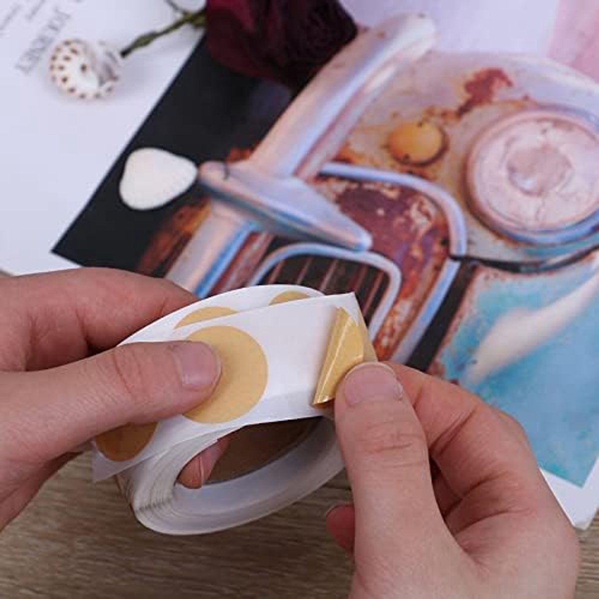 500 stickers per rol, kraftpapier sluitstickers voor knutselen, verpakken en bakken - 2-pack