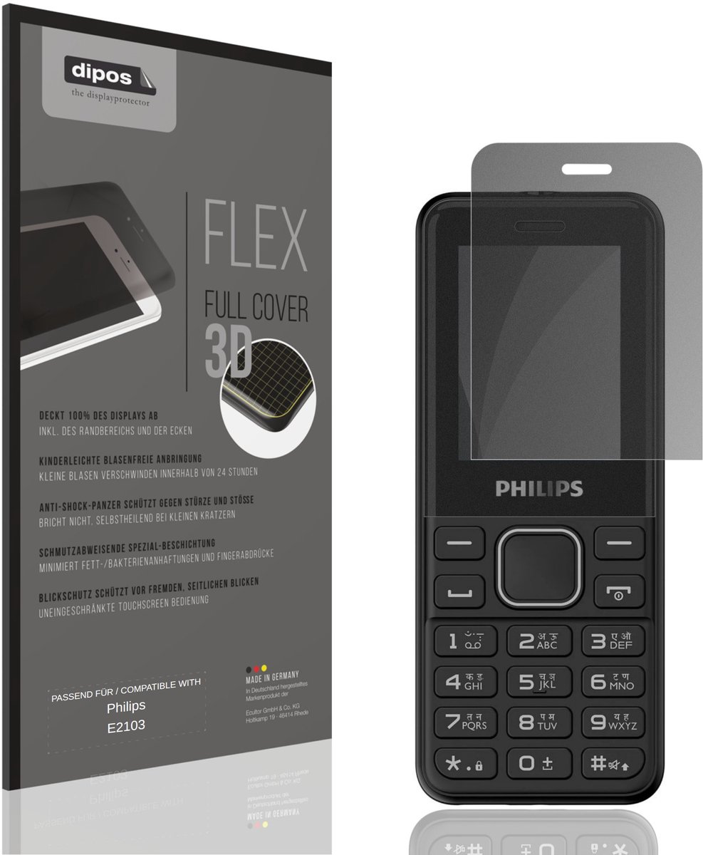 dipos FLEX – Matte Privacy Screenprotector geschikt voor Philips E2103 | Volledige Schermbescherming | Case-Friendly