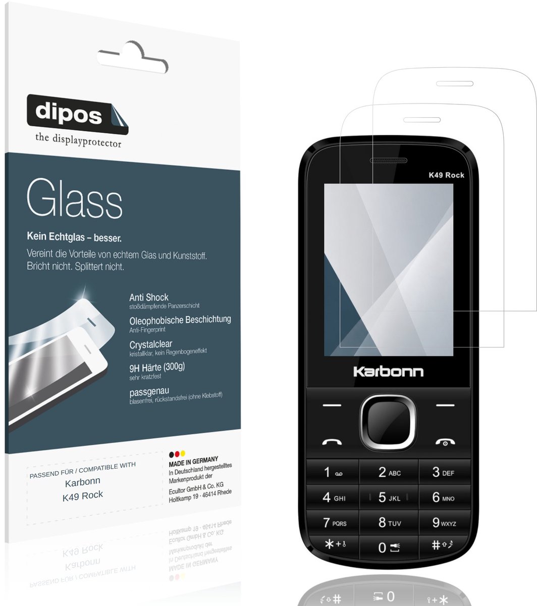 dipos – 2x Pantserfolie geschikt voor Karbonn K49 Rock | 9H Screenprotector