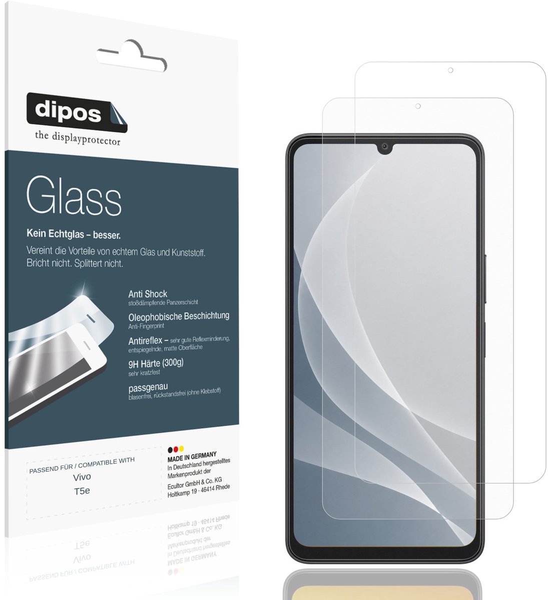 dipos – 2x Matte Pantserfolie geschikt voor Vivo T5e | 9H Screenprotector