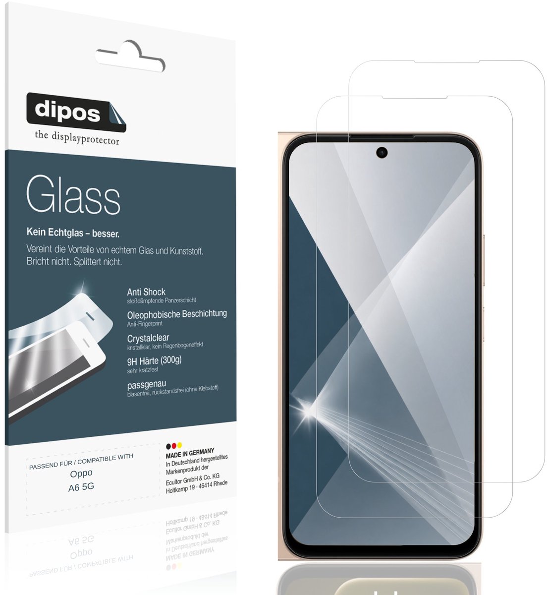 dipos – 2x Pantserfolie geschikt voor Oppo A6 5G | 9H Screenprotector