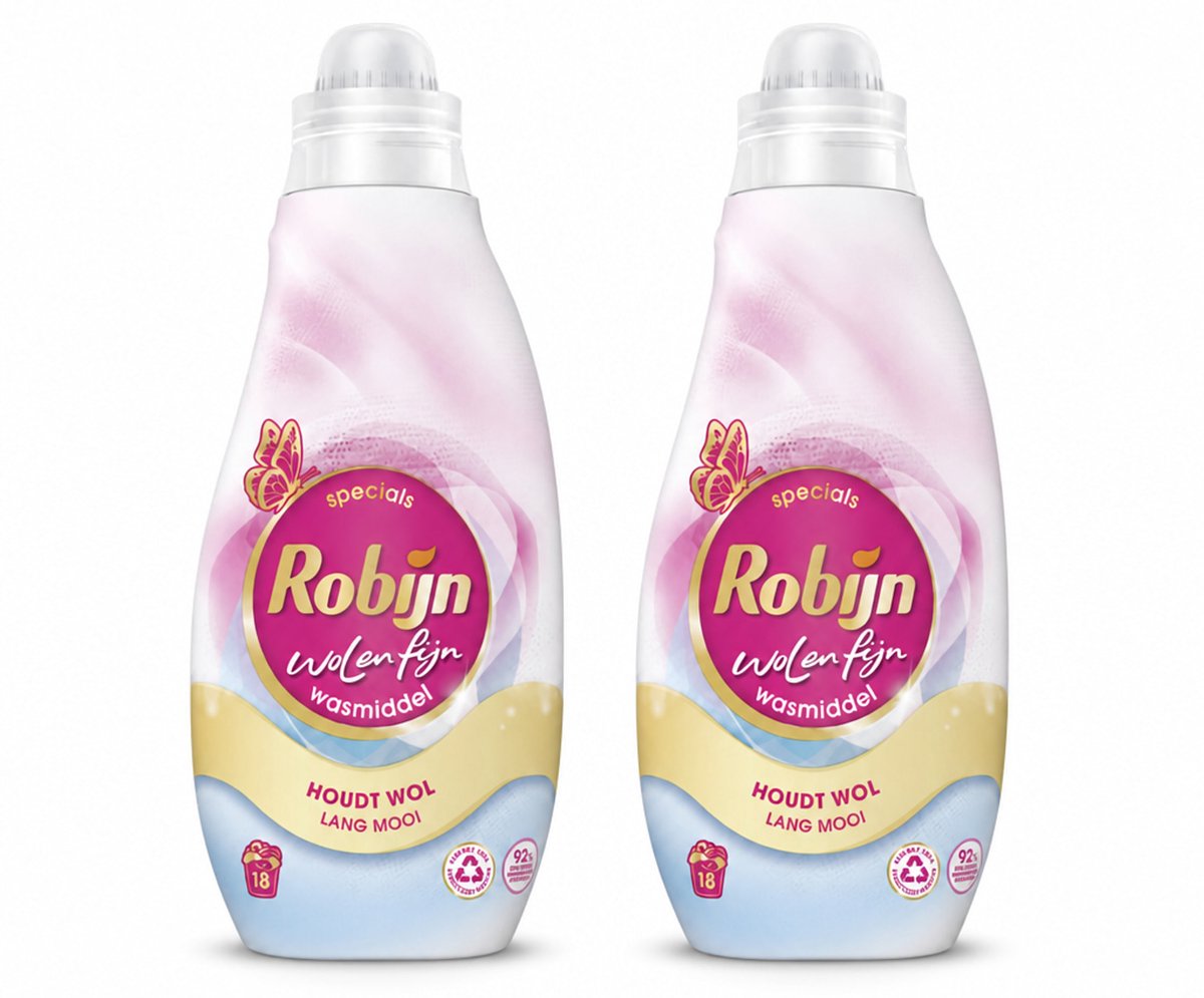 2 x Robijn Specials - Wol & Fijn - Vloeibaar Wasmiddel - 18 Wasbeurten - Voordeelverpakking - 2 stuks