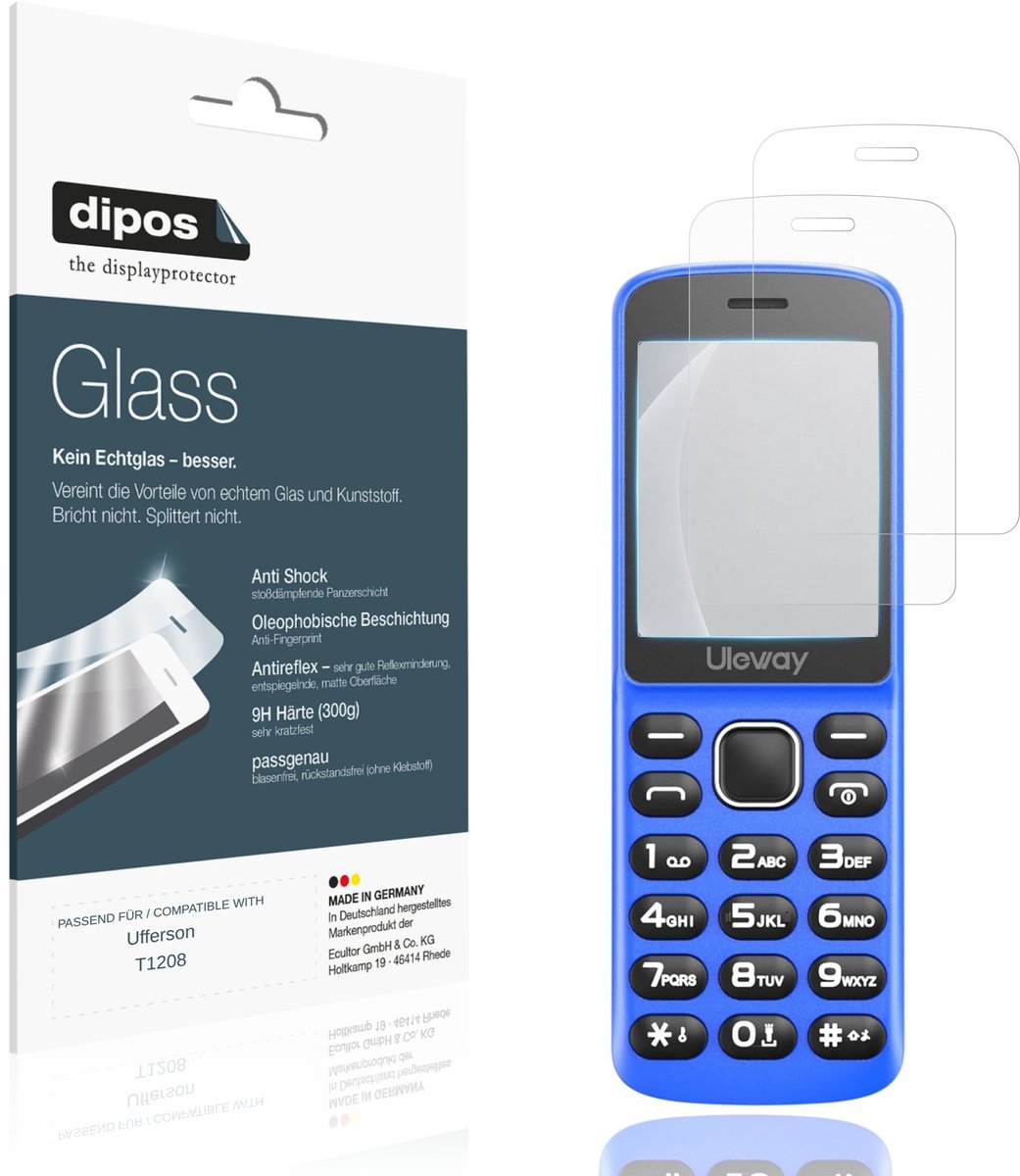 dipos – 2x Matte Pantserfolie geschikt voor Ufferson T1208 | 9H Screenprotector