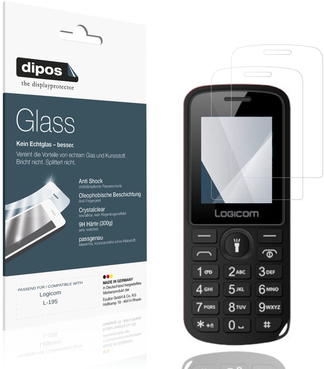 dipos – 2x Pantserfolie geschikt voor Logicom L-195 | 9H Screenprotector