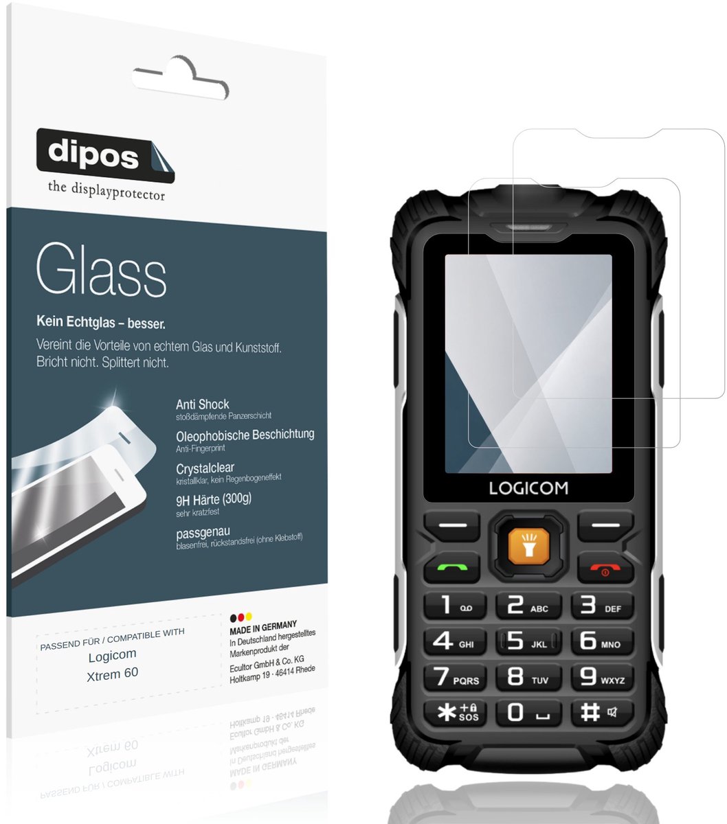 dipos – 2x Pantserfolie geschikt voor Logicom Xtrem 60 | 9H Screenprotector