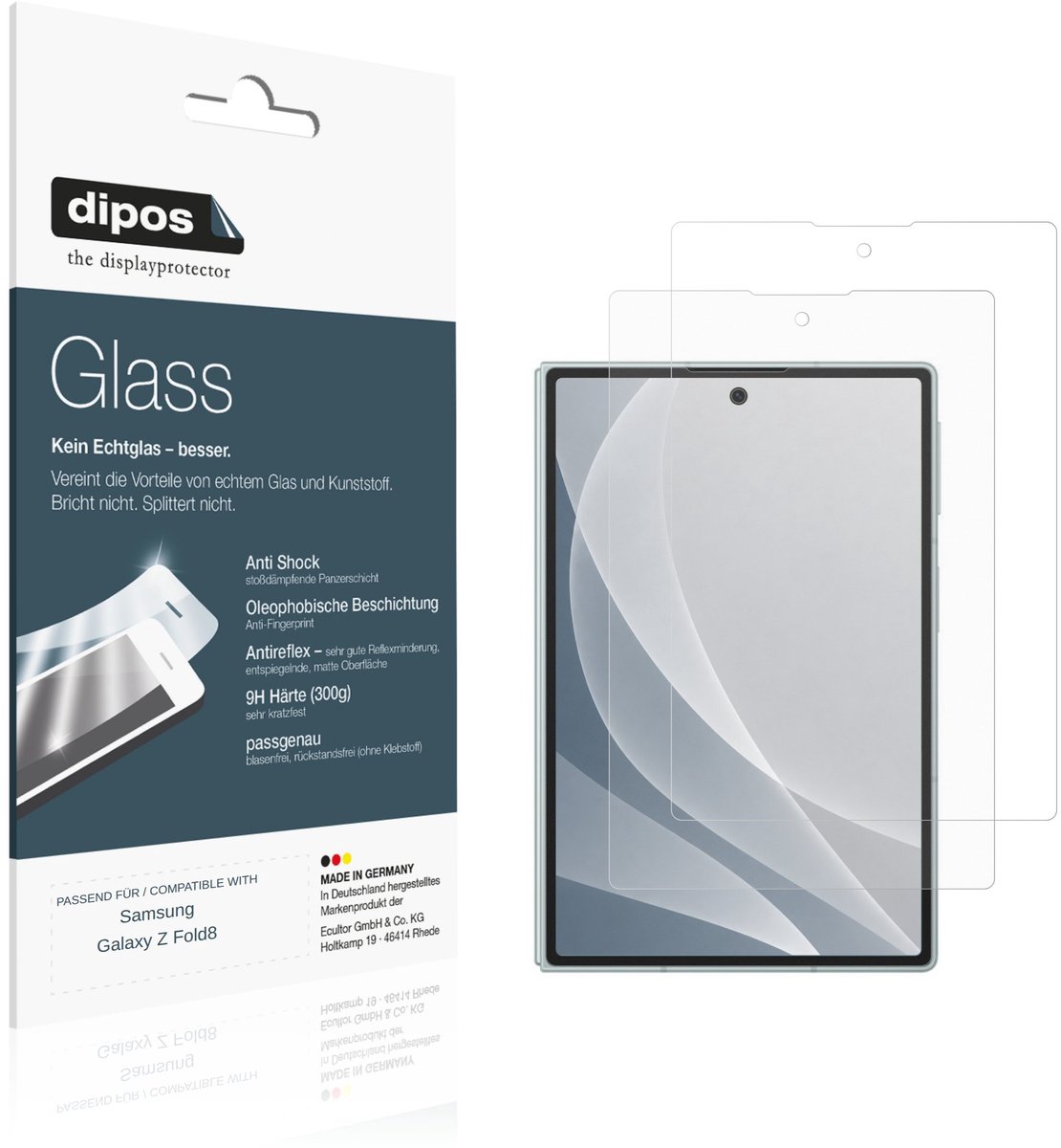dipos – 2x Matte Pantserfolie geschikt voor Samsung Galaxy Z Fold8 Buitenkant | 9H Screenprotector