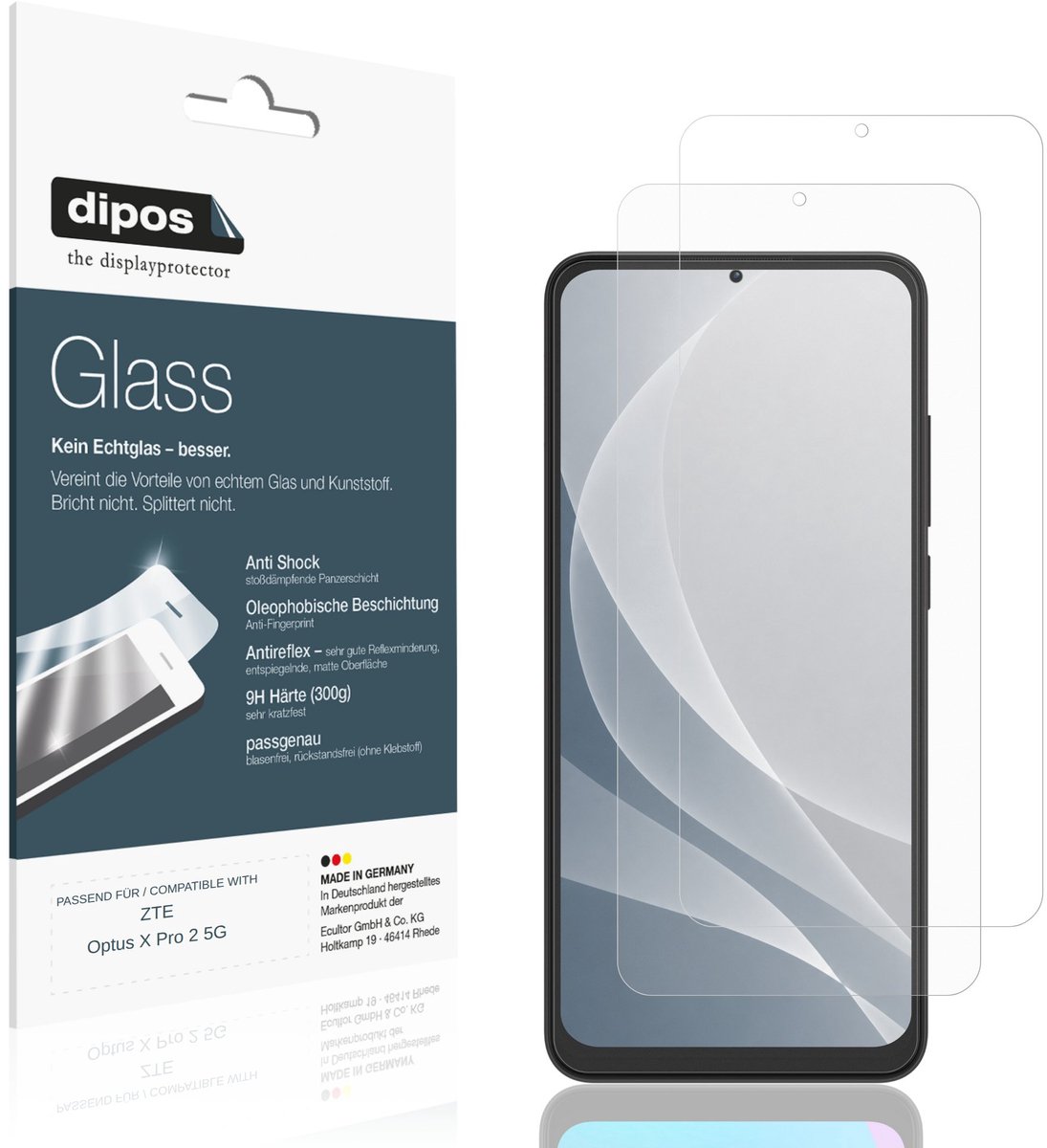 dipos – 2x Matte Pantserfolie geschikt voor ZTE Optus X Pro 2 5G | 9H Screenprotector