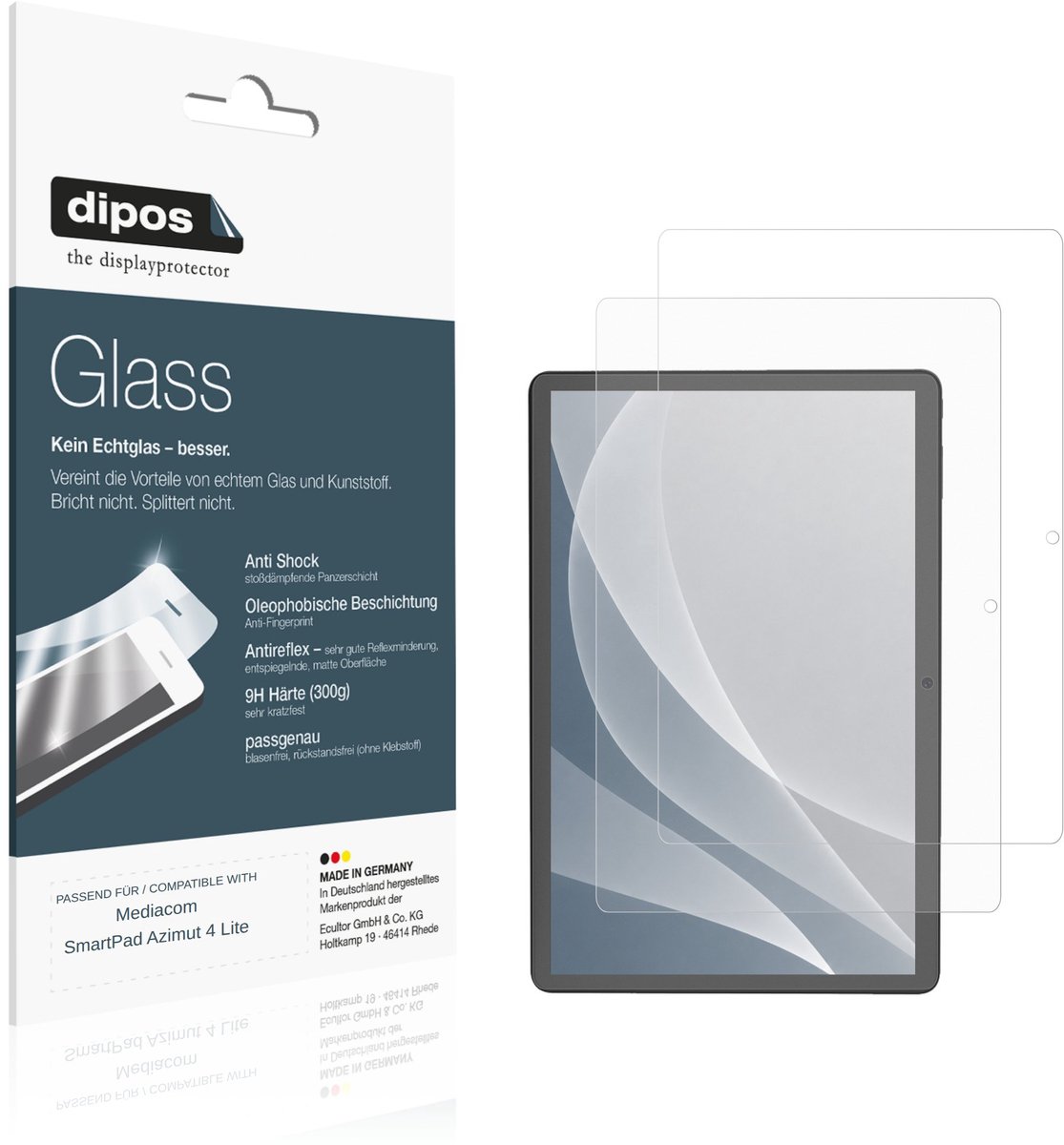 dipos – 2x Matte Pantserfolie geschikt voor Mediacom SmartPad Azimut 4 Lite | 9H Screenprotector