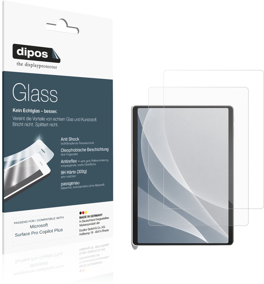 dipos – 2x Matte Pantserfolie geschikt voor Microsoft Surface Pro Copilot Plus | 9H Screenprotector