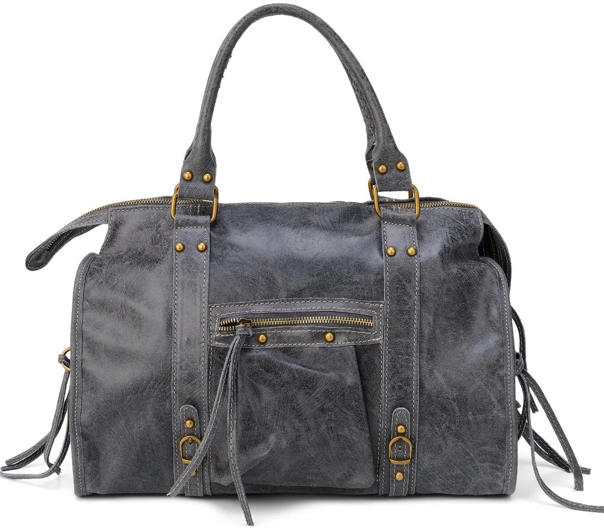 Damestas - It Girl Bag - Grijs - Echt Leer – City Bag - 41 x 34 x 14 cm - Giuliano – Schoudertas & Handtas – Laptoptas – Multi Pocket