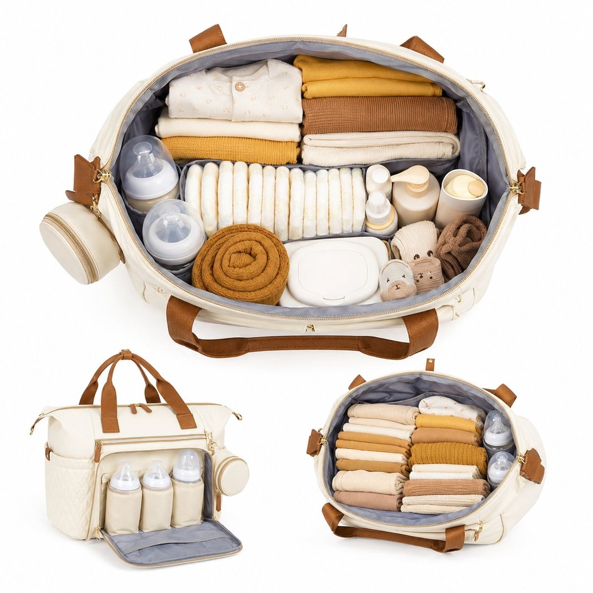 R&H® Luierrugzak voor baby's, grote luiertas, waterdicht, draagbaar, reis-schoudertas, draagtas, hengseltas, babytas met schouderriemen
