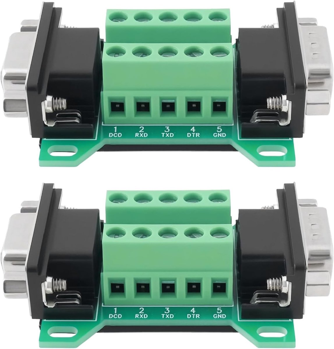 DB9 Male naar Female Breakout Board - RS232 D-Sub Seriële Aansluiting voor Automatische Industriële Controle en Kassasystemen - 9-Pins Terminal