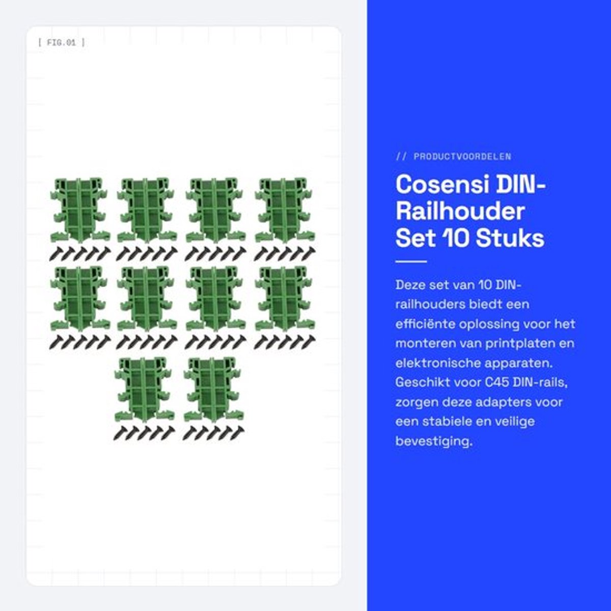 Dailygoods - DIN-Railhouder Set - 10 Stuks Rail Adapter - Voor C45 DIN-Rail