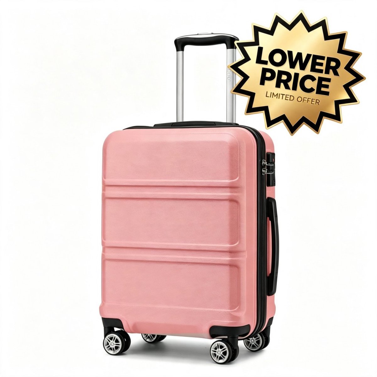Handbaggage - Koffer - Reiskoffer - 52x38x21 cm - 36 L - Lichtgewicht - 360° draaibare wielen - TSA-cijferslot - Oudroze / Nude