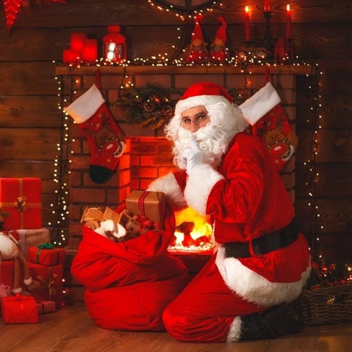 Kerstman Baard en Pruik met Hoed, Bril en Handschoenen - Complete Cosplay Accessoires voor Feestelijke Gezinsbijeenkomsten