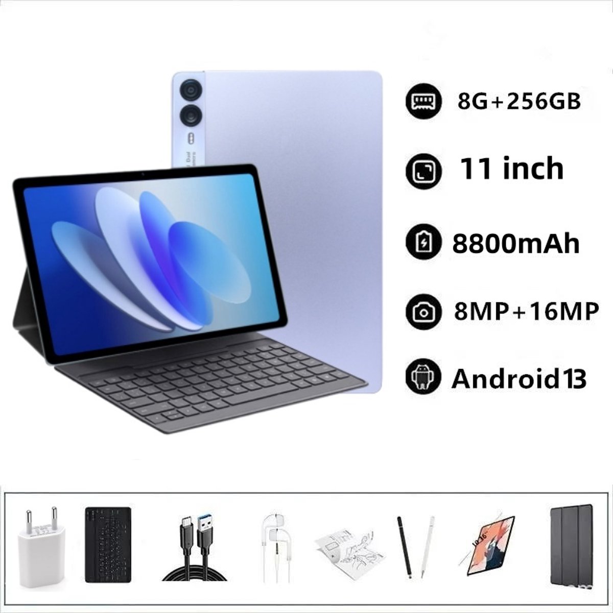 GT35pro – Tablet – 11 inch – 8GB RAM – 512GB Opslag – 2K Scherm – 8800mAh – 5G – Android 13 –Paars