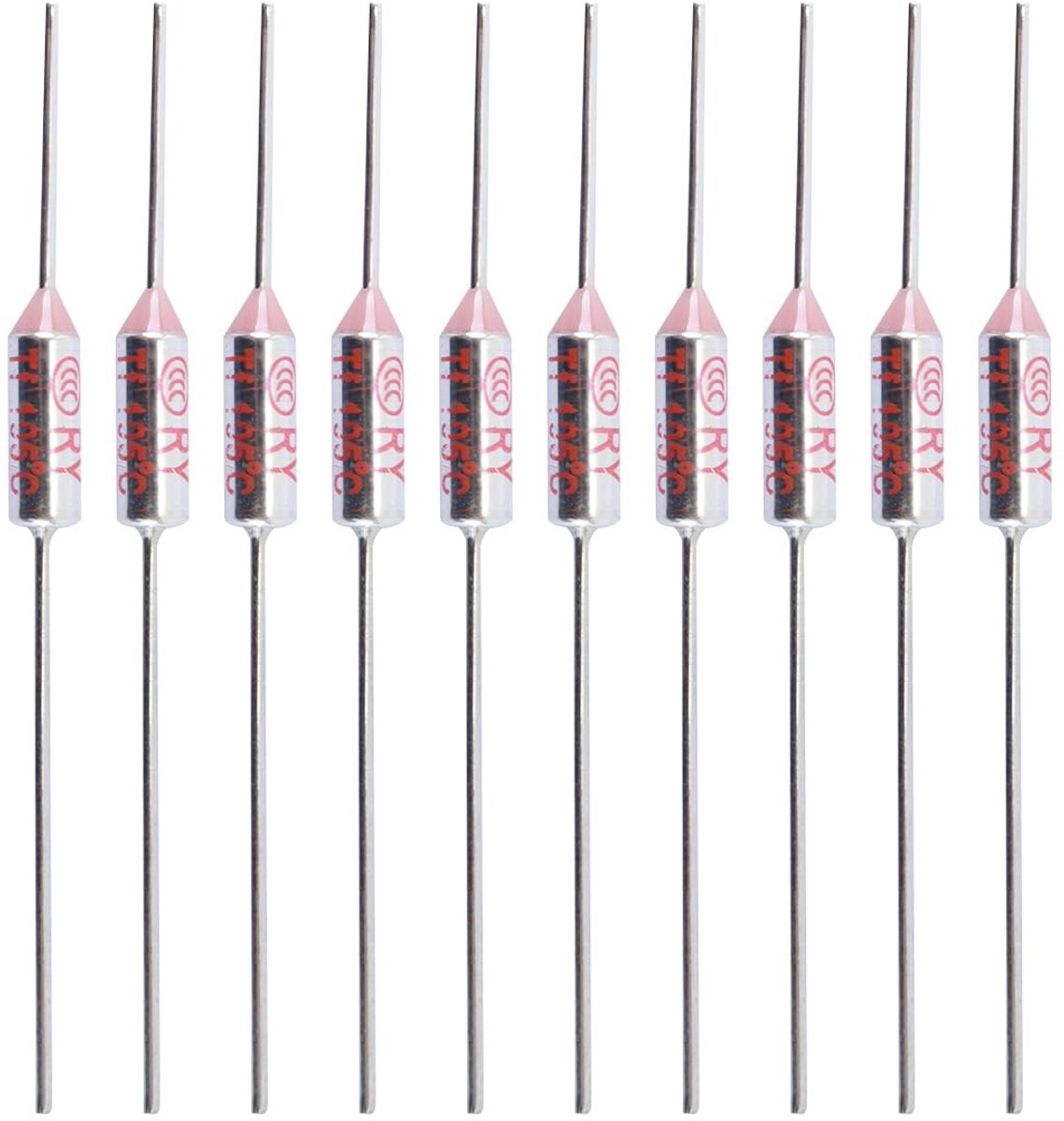 10 stuks 105°C Temperatuurzekering, 250VAC 10A Metalen Behuizing Thermische Zekering, Vervangingsonderdeel voor Fused Thermische Zekering en Veiligheidscomponenten
