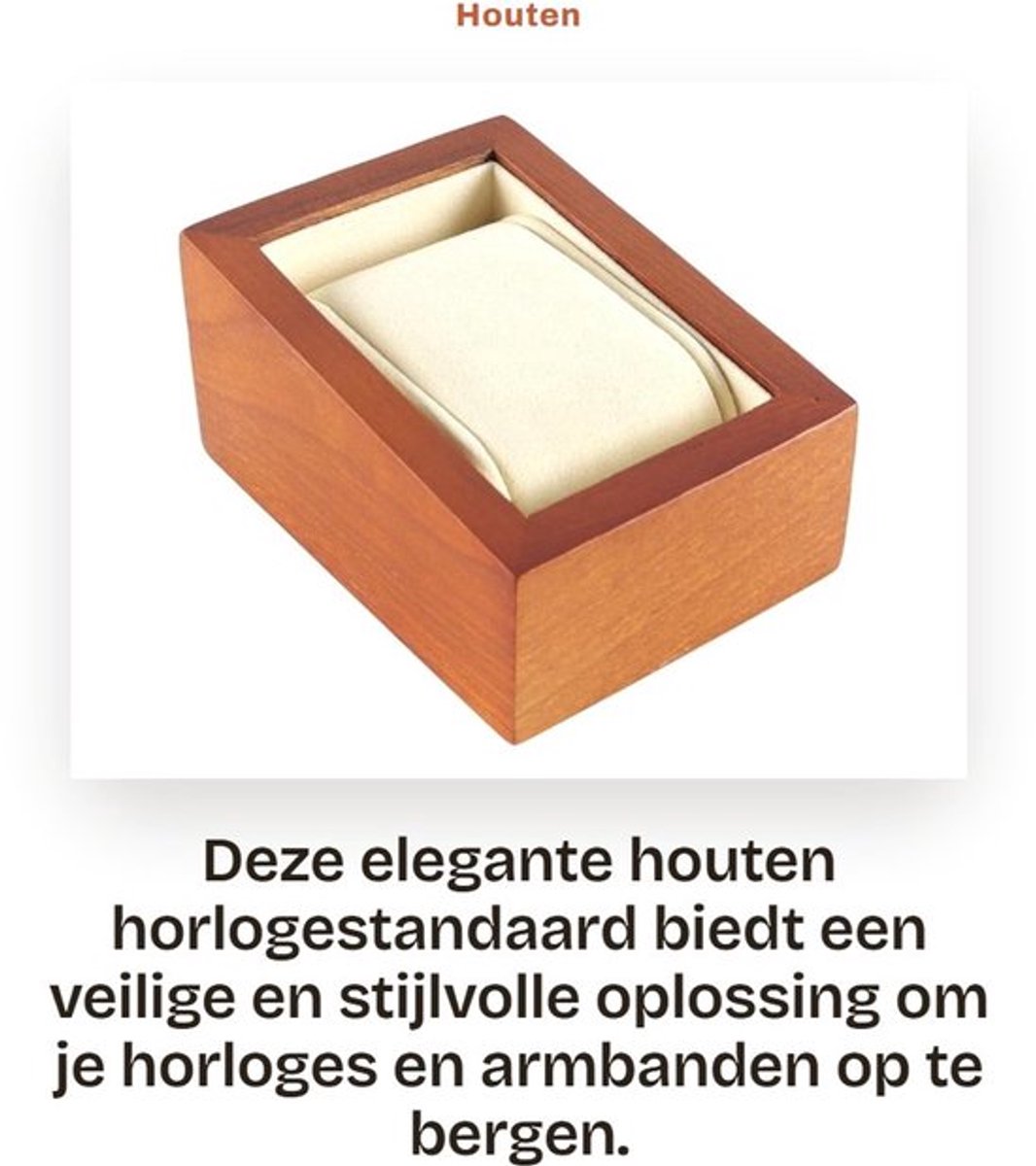 Dailygoods- Horlogestandaard Houten Basis - Compacte Horloge Houder