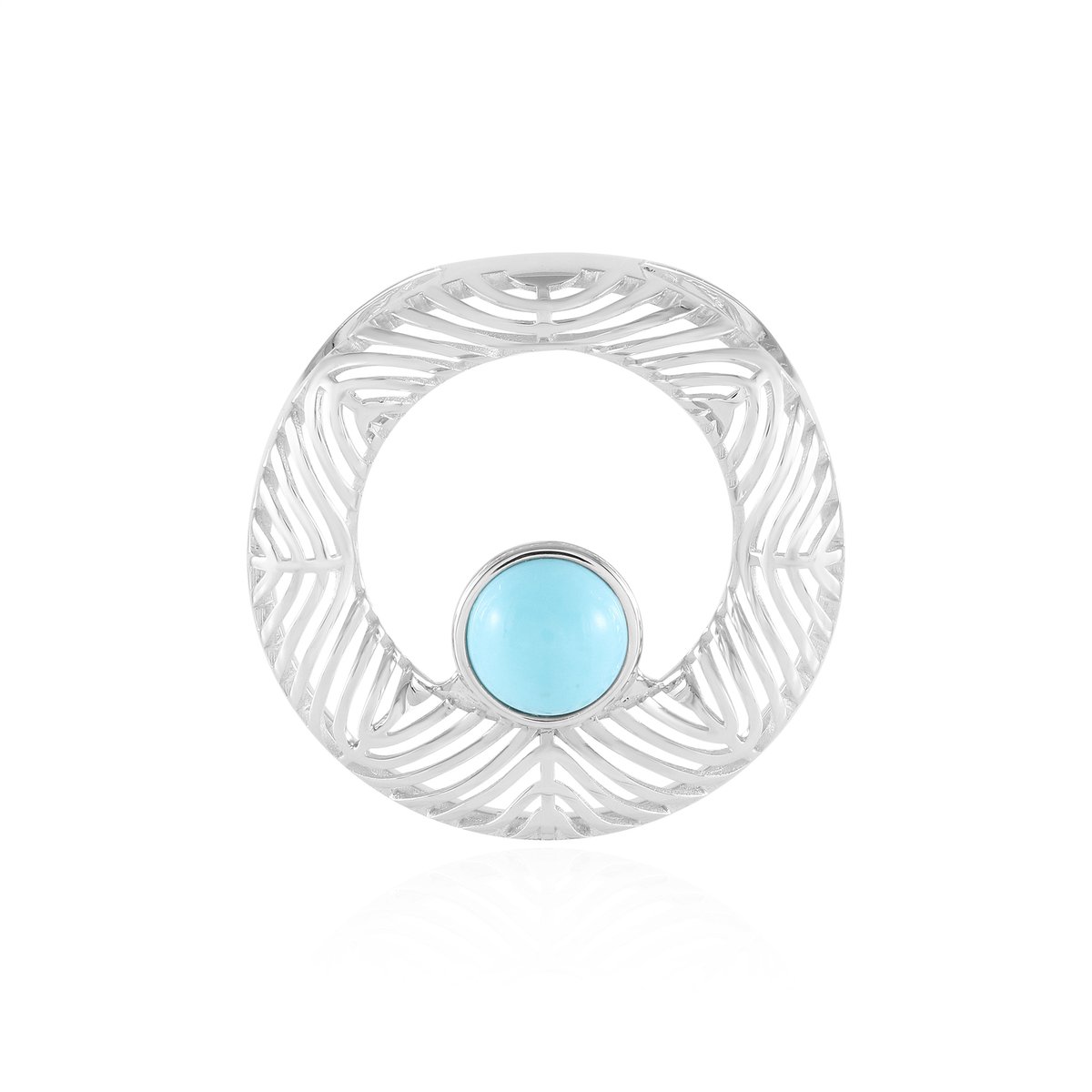 Cavill - Zilveren hanger met 1,26 ct Sleeping Beauty Turkoois - 925 Sterling Zilver gerhodineerd - Ronde cabochon - Elegant sieraad dames