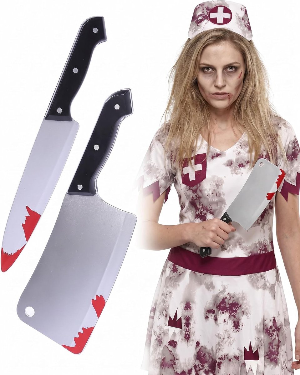 Nepmessen, set van 2, bloedeffect en randbestendige propmessen voor Halloween-decoratie, horrorkostuum en veilige - ShopVlot