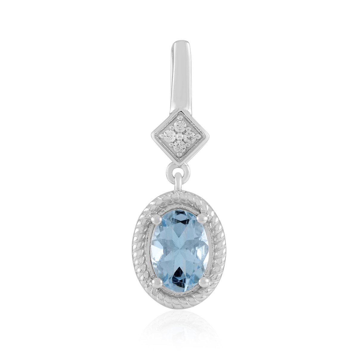 Cavill - Zilveren Hanger met Braziliaanse Aquamarijn 0,567 ct - Platina Geplateerd 925 Sterling - Ovaal Slijpsel - Elegante Zilveren Sieraden Dames