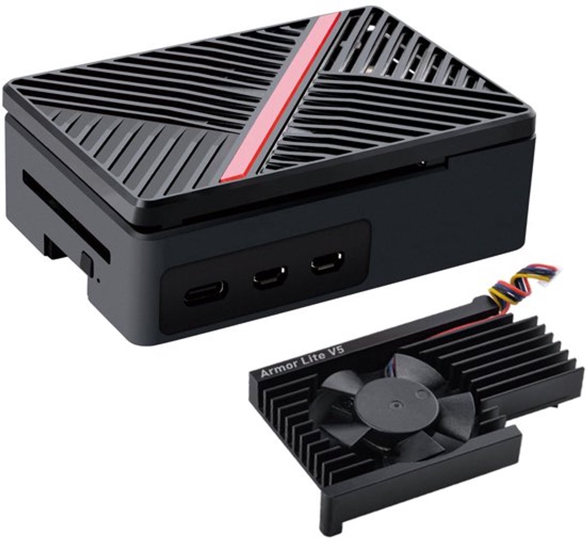 Allecto - Raspberry Pi 5 Behuizing - Ventilator - Stijlvol en Functioneel - Zwart