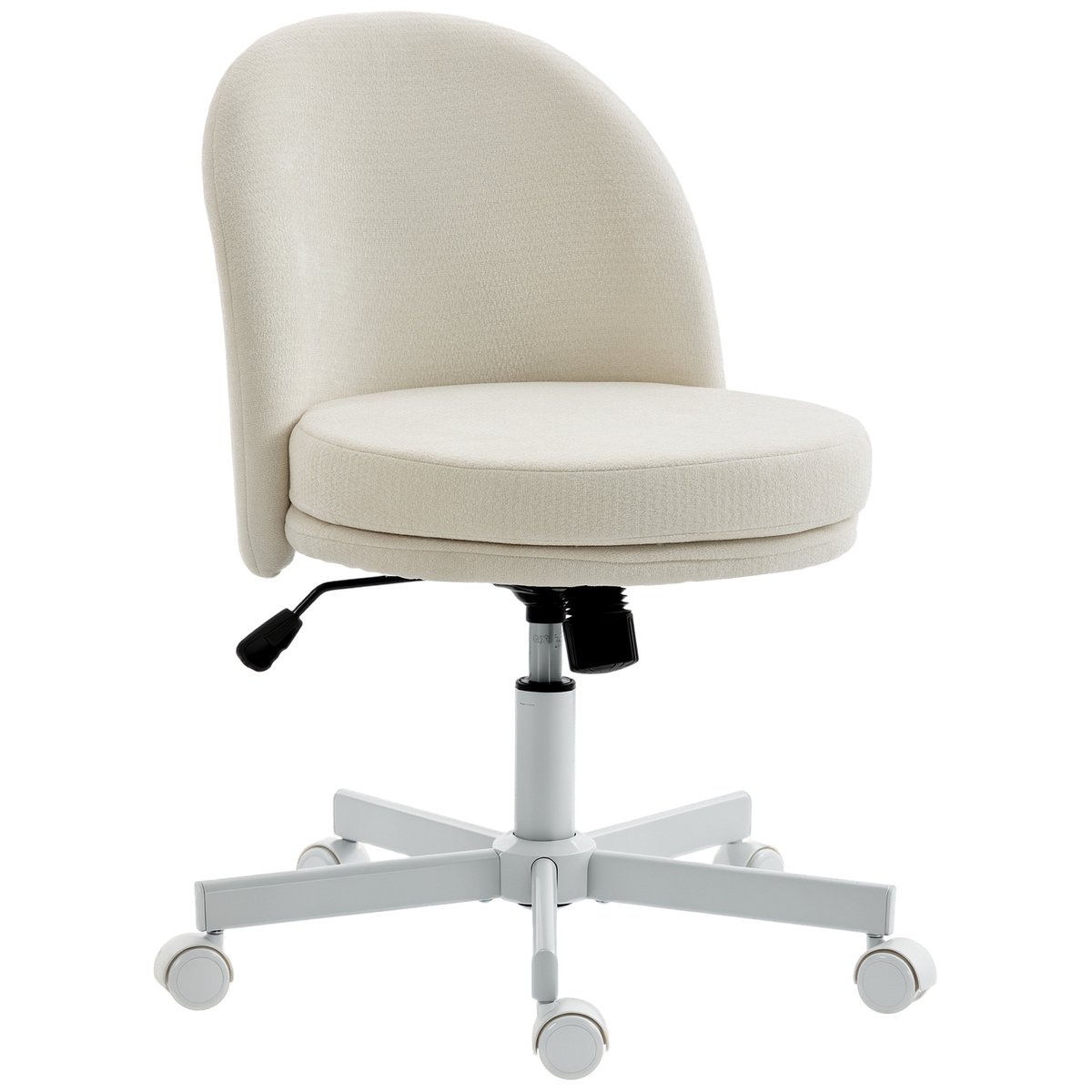 Multifunctionele bureaustoel - Hoogteverstelbaar - Wipfunctie - Ook als make-upstoel - Chenille bekleding - Crème kleur