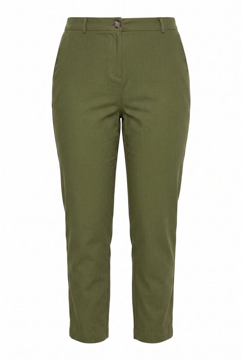 MIAMODA - Dames - Pantalon rechte pijpen - Junglegroen - Maat 56