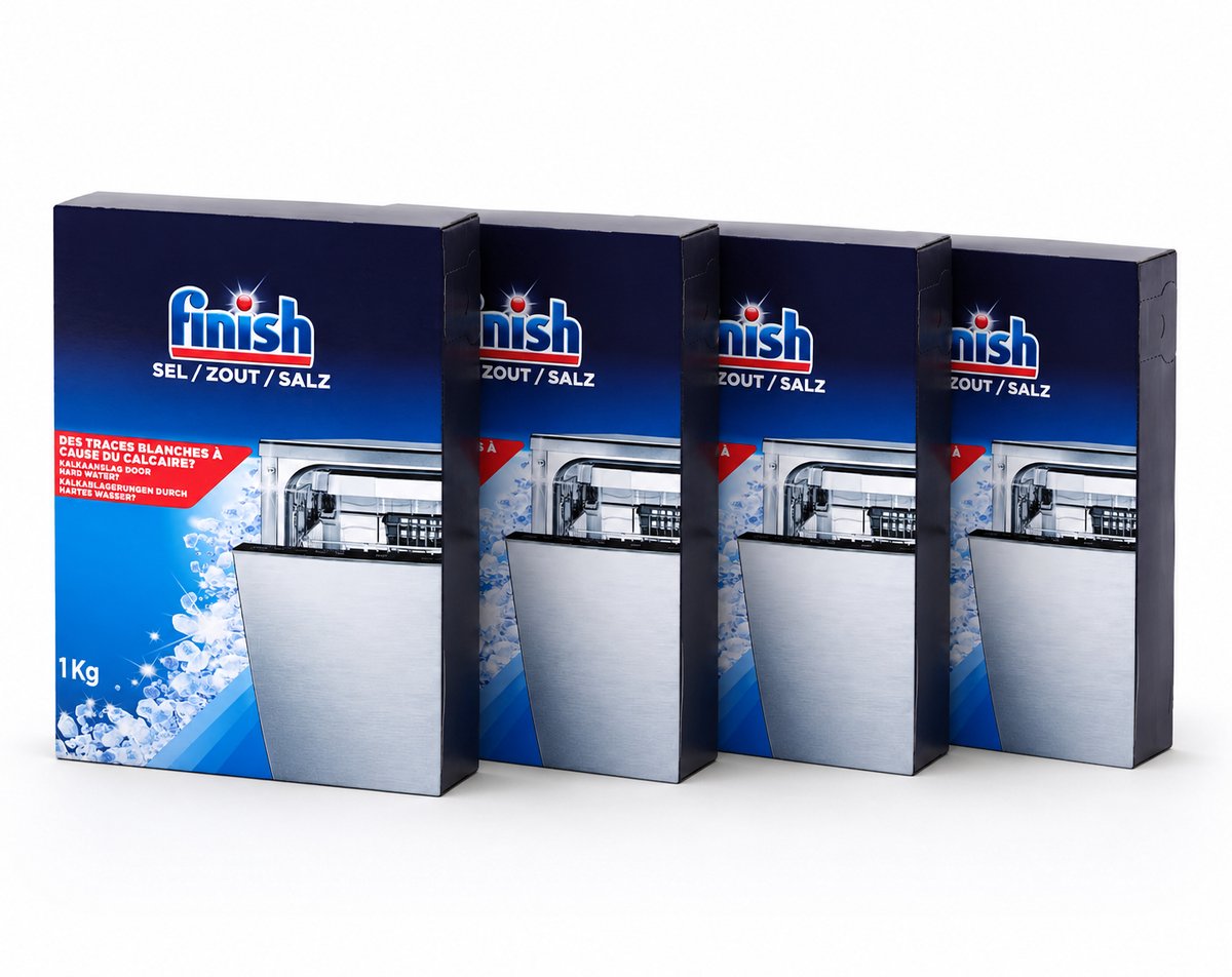 Finish - 4 x 1kg Vaatwaszout - Voordeelverpakking - Korrels - Voorkomt kalkaanslag