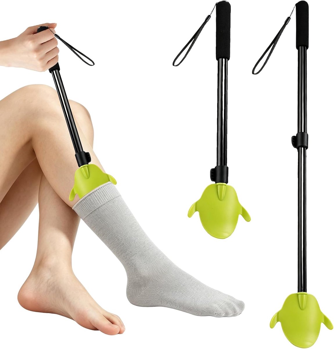 Telescopische Kousenaantrekker – Verstelbaar 40-90 cm – Lichtgewicht Aluminium met Antislip Handvat