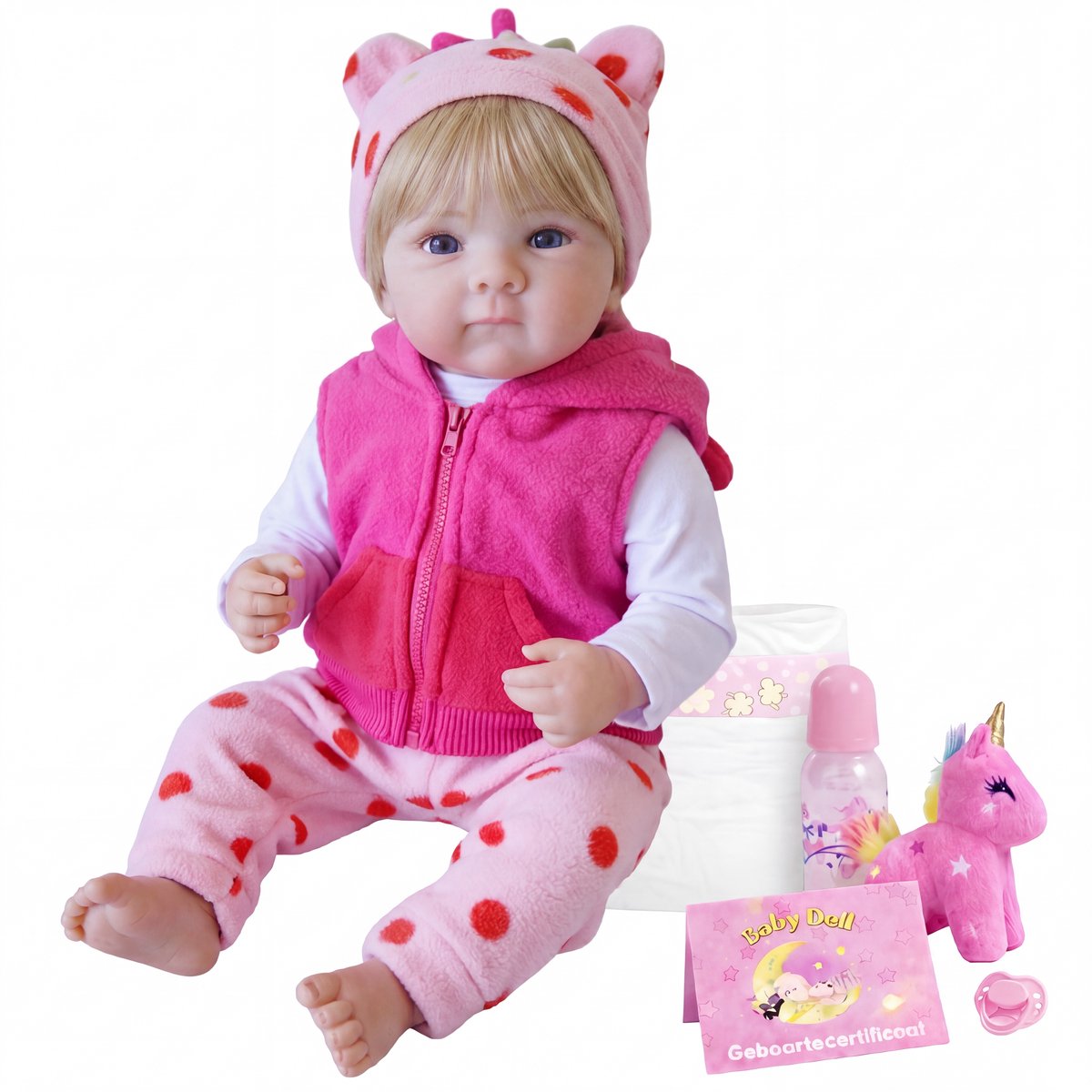 Lovibella® Rosalie Reborn Baby Pop Meisje - Levensechte Babypoppen - Dementie poppen - 45 cm - Complete Accessoires Set - Realistische Poppen - Zoals Echt - Zacht Vinyl - Reborn Doll Speelgoed 3 Jaar