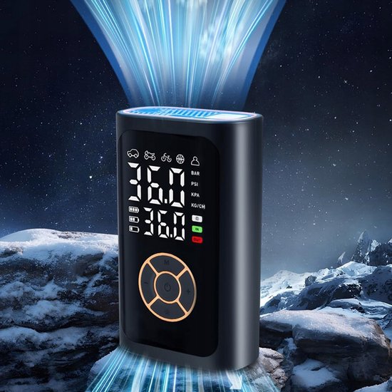 Bandenpomp - Luchtcompressor Draagbare - Elektrische Fietspomp - Compressor - 20 L/min - LCD Display - Zaklamp - Powerbank - 5 Standen - 4 Eenheden - Oververhittingsbeveiliging - Voor Auto & Motor & Fiets & Bal — afbeelding 3