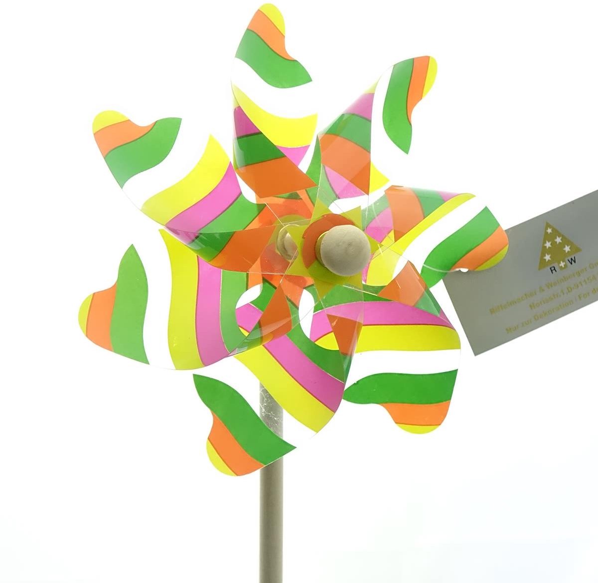 Riffelmacher windmolen kleurrijk oranje gestreept Ø 17 x 48 cm