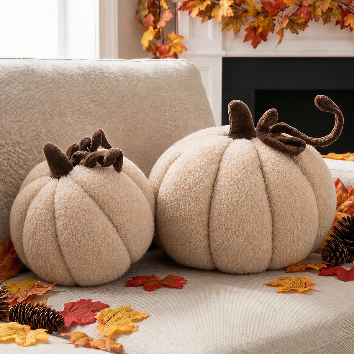 Ywlake Herfst Pompoen Kussens set van 2, Herfst Decoratie Pompoen Sierkussen Zachte Schattig 3D-vormig Kussen voor - ShopVlot