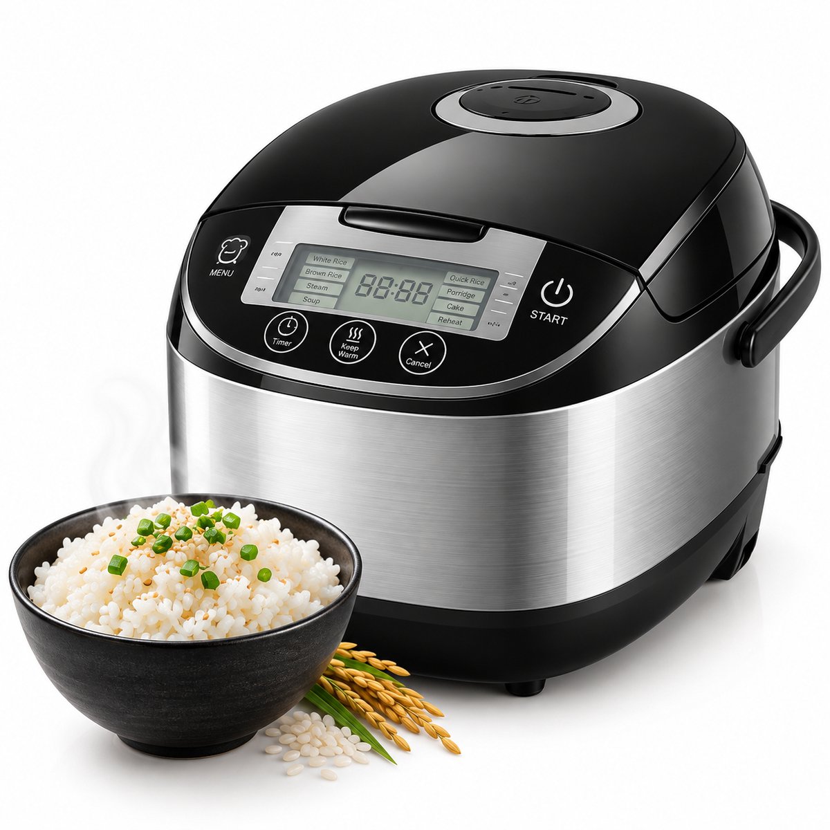Currero Rice Cooker - Rijstkoker - Klein Model - Mini - Met Stoommandje - Automatisch - Warmhoudfunctie - Antiaanbak - 5l