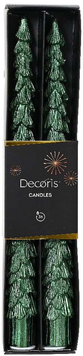 Dinerkaars wax Kerstboom groen 2 st.